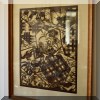 A10. Framed Japanese katagami kimono fabric stencils.